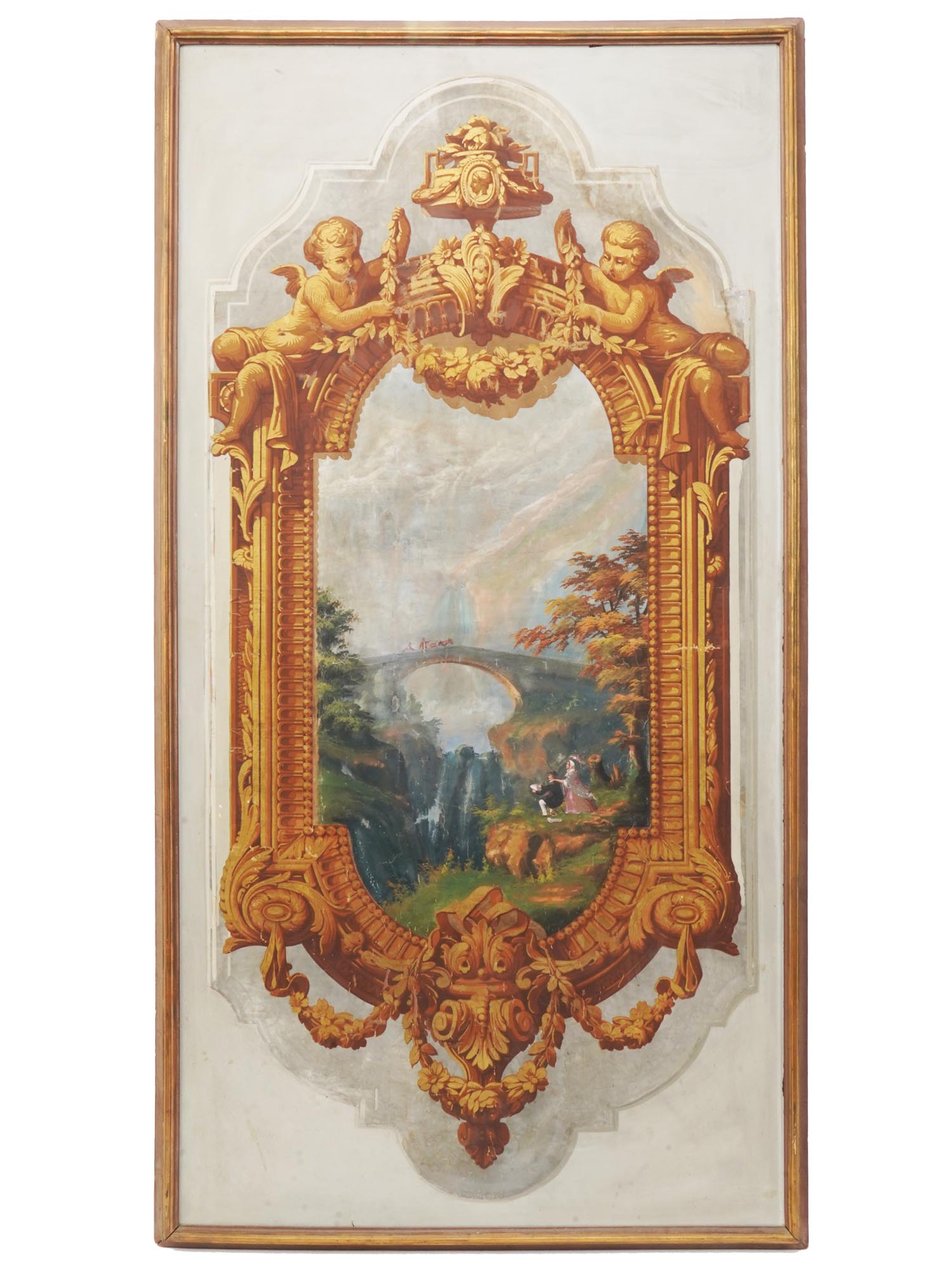 ANTIQUE FRENCH AUBUSSON GOUACHE TAPESTRY PIC-0